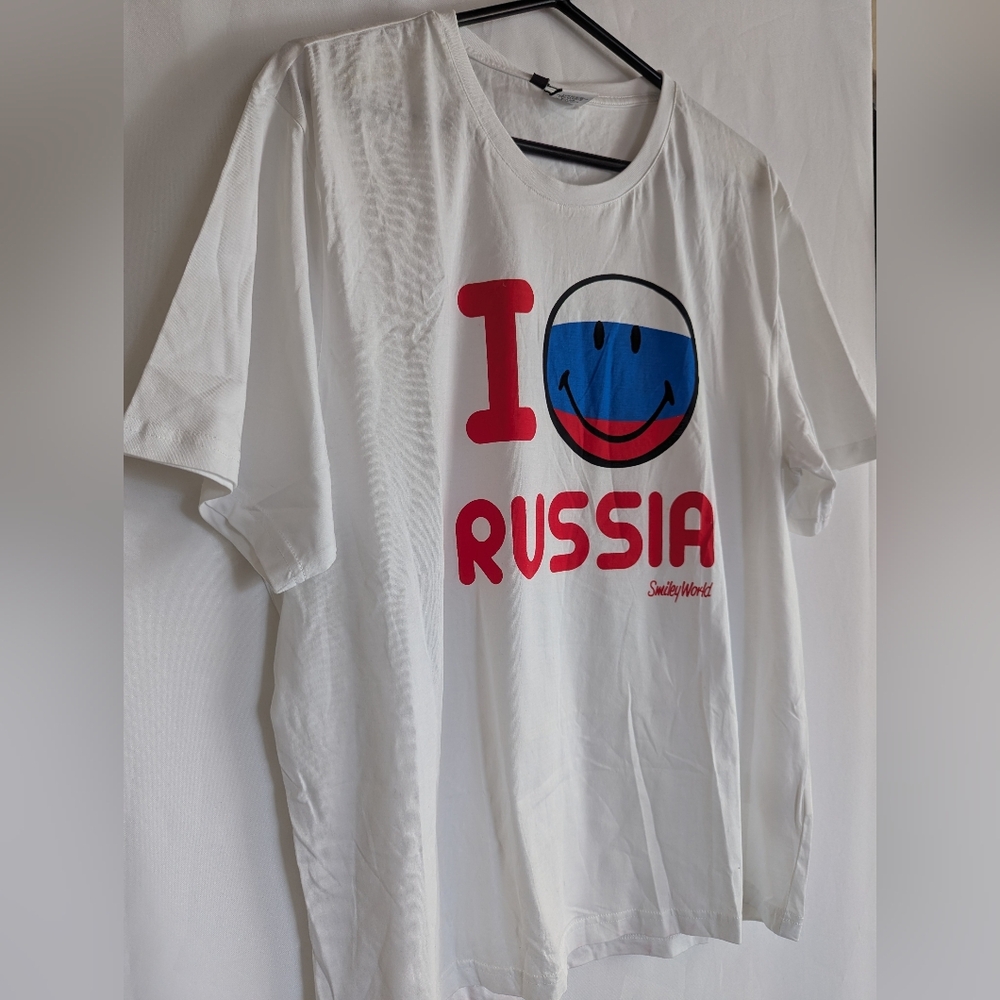 Men's XXL White T-Shirt Russia Logo - Picture 3 of 6